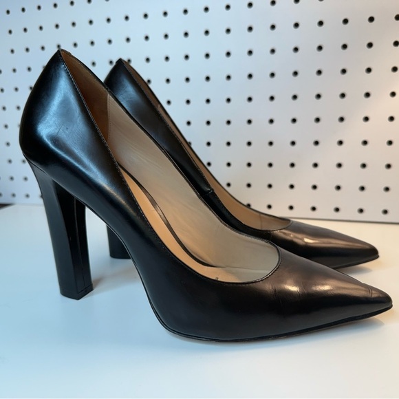 Elizabeth and James Vero Cuoio Black Italian Leather Block Heels 9.5B Boho City - Picture 4 of 16